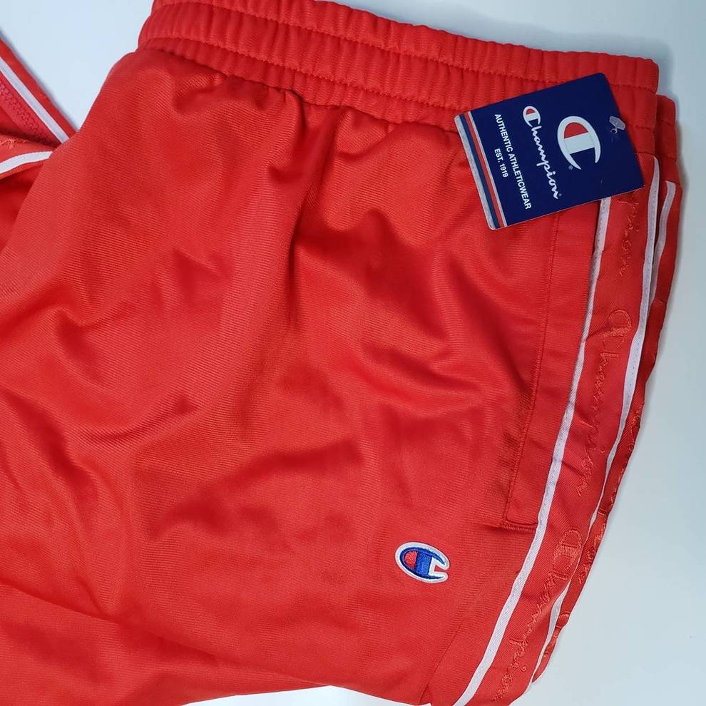 Women’s Track Pants Script Stripe Logo - Red/White