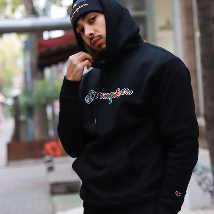 Powerblend Fleece Hoodie Flags Of The World - Black