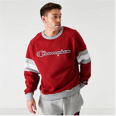 Varsity Arm Stripe Crew neck - Burgundy/Grey