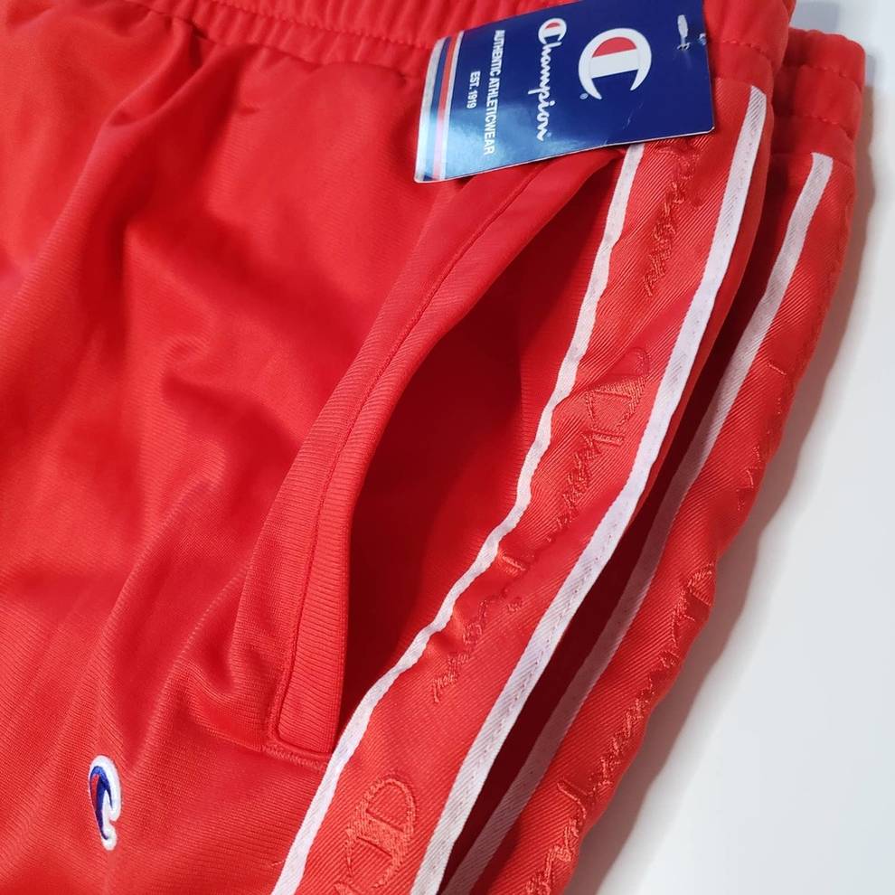 Women’s Track Pants Script Stripe Logo - Red/White