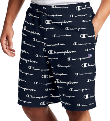 Men’s Shorts Powerblend All Over Logo Print Fleece - Dark Navy Blue